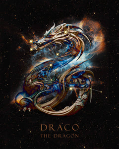 Artwork of Draco - The Dragon constellation against backdrop of outer space