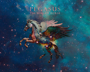 Artwork of Pegasus - The Winged Horse constellation against backdrop of outer space
